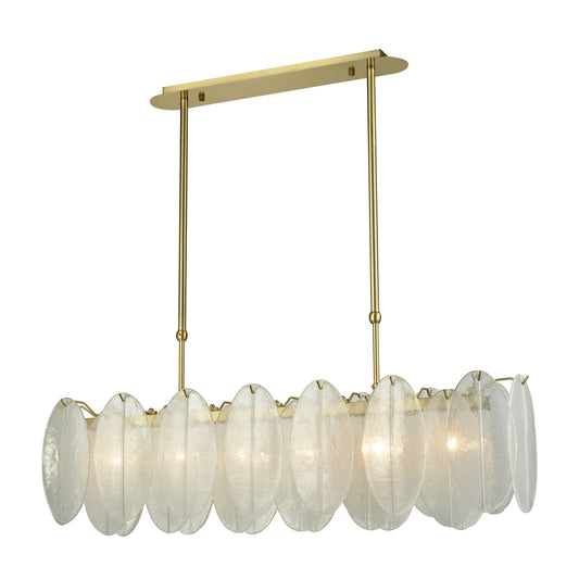 ELK SIGNATURE D3311 Hush 47'' Wide 6-Light Linear Chandelier - Aged Brass with White