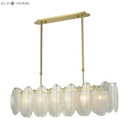 ELK SIGNATURE D3311 Hush 47'' Wide 6-Light Linear Chandelier - Aged Brass with White