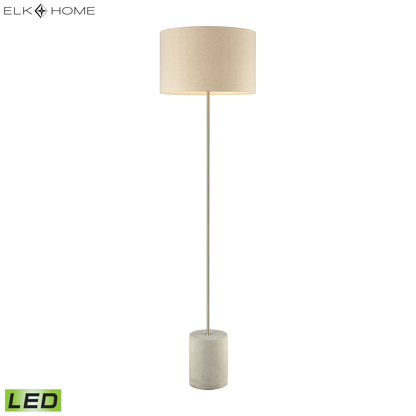 ELK STUDIO D3452-LED Katwijk 64'' High 1-Light Floor Lamp - Nickel - Includes LED Bulb