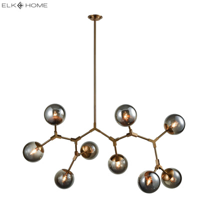 ELK SIGNATURE D3564 Synapse 60'' Wide 9-Light Linear Chandelier - Aged Brass