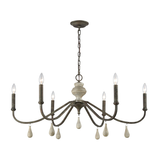 ELK SIGNATURE D3871 French Connection 38'' Wide 6-Light Chandelier - Malted Rust