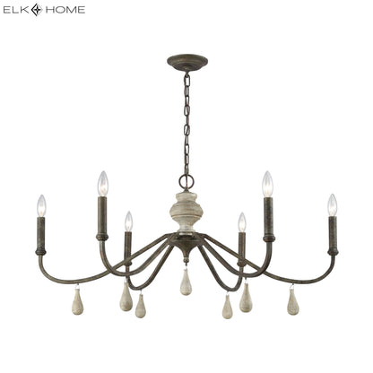 ELK SIGNATURE D3871 French Connection 38'' Wide 6-Light Chandelier - Malted Rust