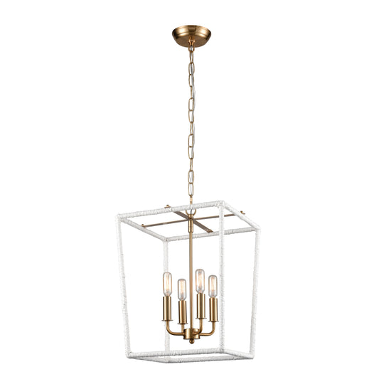 ELK SIGNATURE D4035 Kingdom 14'' Wide 4-Light Pendant - Aged Brass with White