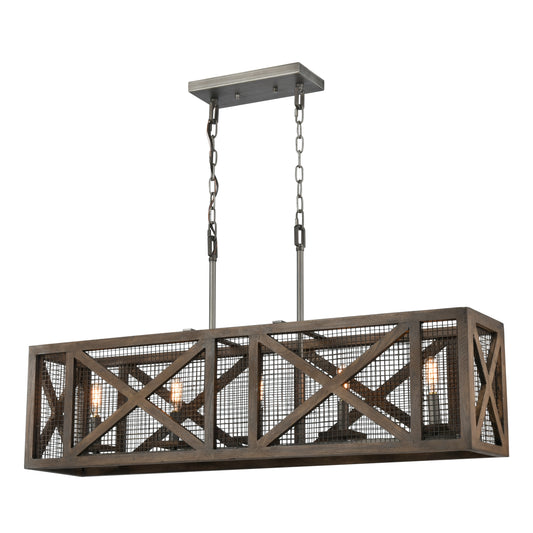 ELK SIGNATURE D4445 Stockyard 38'' Wide 5-Light Linear Chandelier - Weathered Zinc