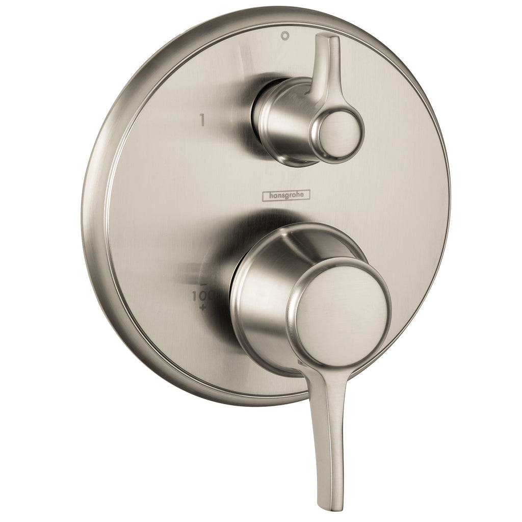 HANSGROHE 04449820 Ecostat Classic Pressure Balance Trim with Diverter, Round - Brushed Nickel