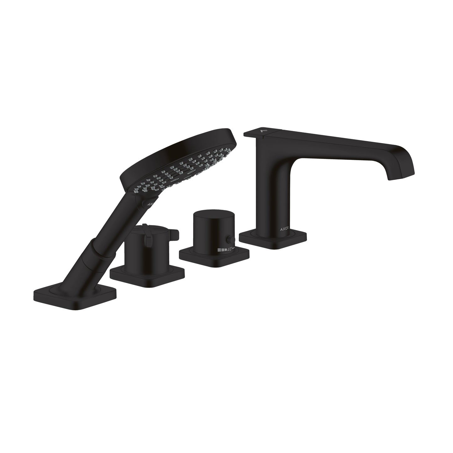 AXOR 36413671 Citterio E 4-Hole Thermostatic Roman Tub Set Trim with 1.75 GPM Handshower - Matte Black
