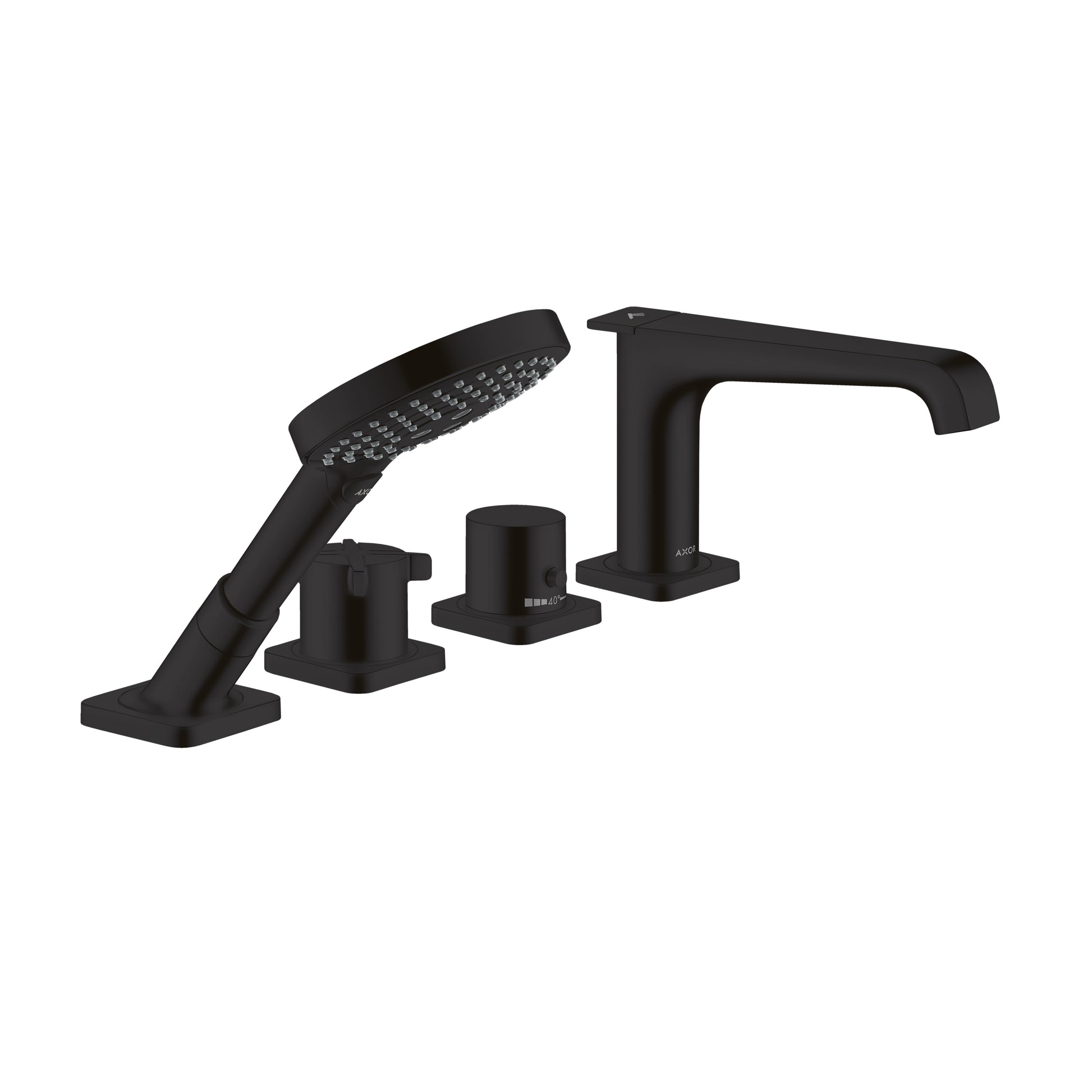 AXOR 36413671 Citterio E 4-Hole Thermostatic Roman Tub Set Trim with 1.75 GPM Handshower - Matte Black