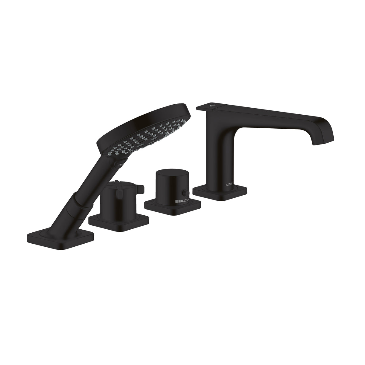 AXOR 36413671 Citterio E 4-Hole Thermostatic Roman Tub Set Trim with 1.75 GPM Handshower - Matte Black