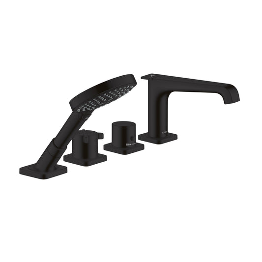 AXOR 36413671 Citterio E 4-Hole Thermostatic Roman Tub Set Trim with 1.75 GPM Handshower - Matte Black