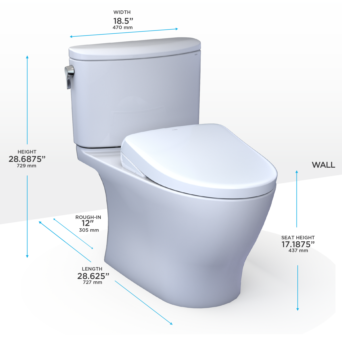 TOTO MW4424736CEFG#01 WASHLET+ Nexus Two-Piece Elongated 1.28 GPF Toilet with S7A Contemporary Bidet Seat , Cotton White