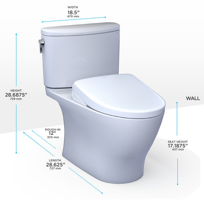 TOTO MW4424736CEFGA#01 Washlet+ Nexus Two-Piece Elongated 1.28 Gpf Toilet With Auto Flush S7A Contemporary Bidet Seat - Cotton White