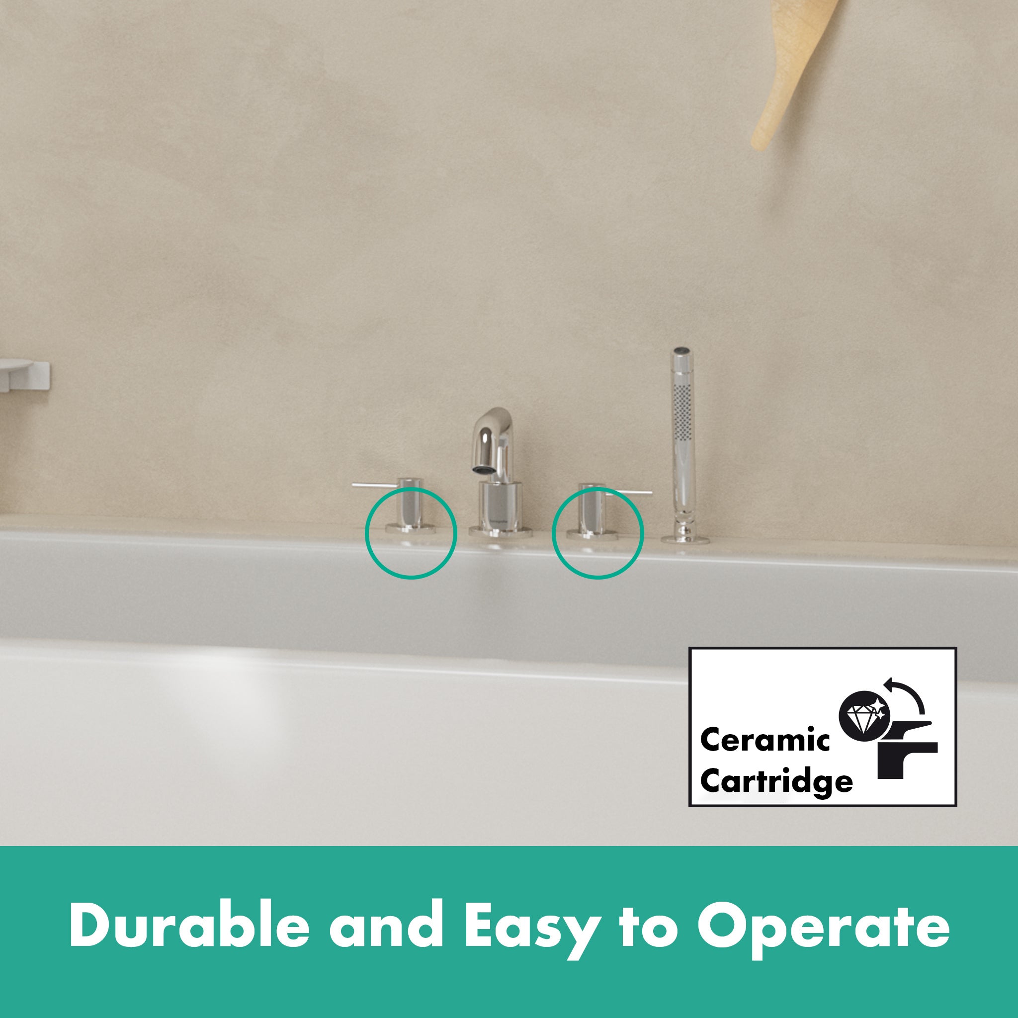 HANSGROHE 73442001 Tecturis S 4-Hole Roman Tub Set Trim with 1.75 Handshower - Chrome