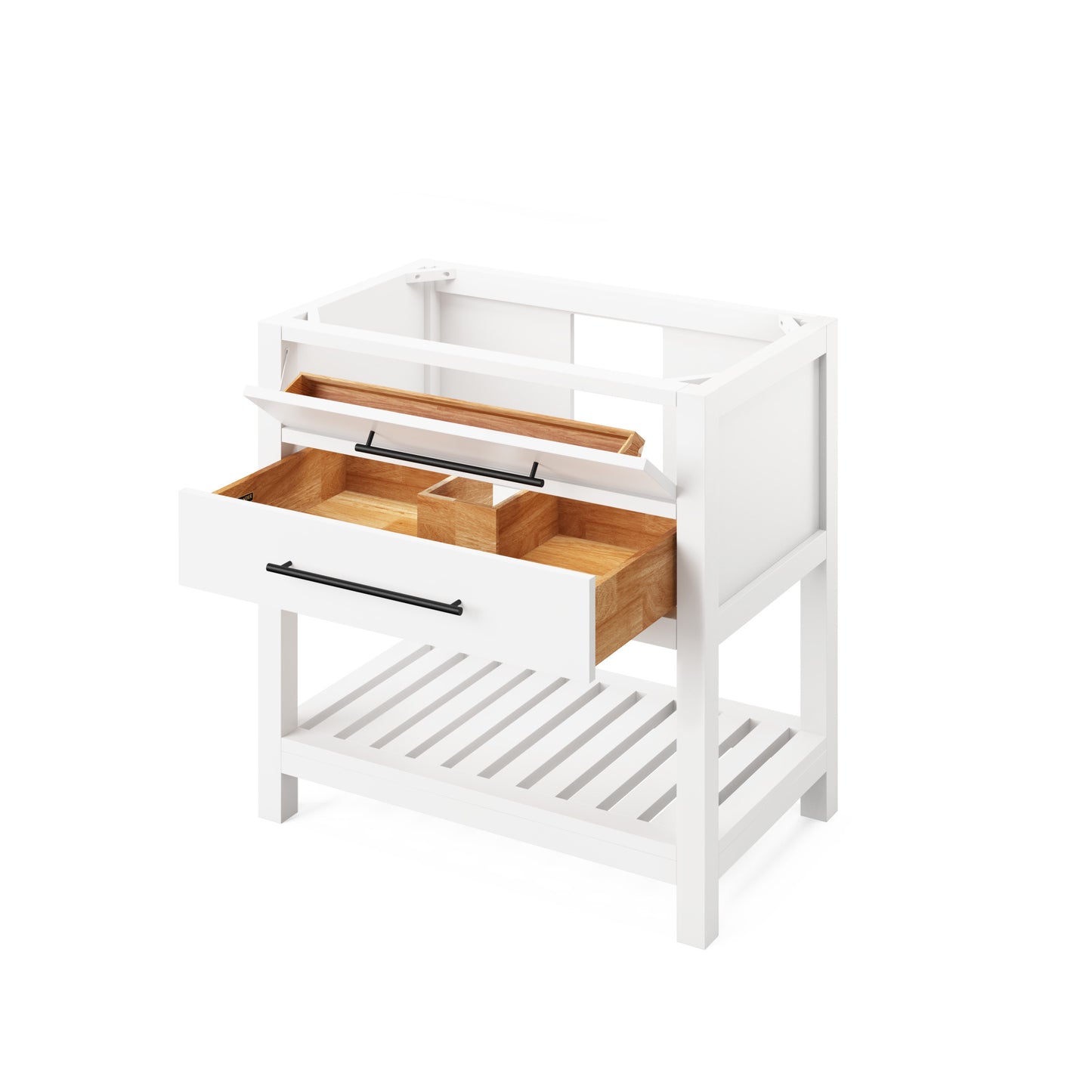 JEFFREY ALEXANDER VKITWAV36WHWCR 36" White Wavecrest Vanity, White Carrara Marble Vanity Top, undermount rectangle bowl - White