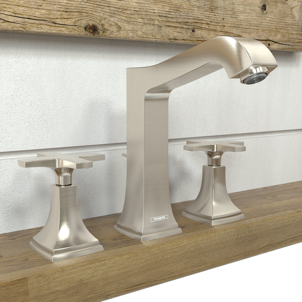 HANSGROHE 31307821 Metropol Classic Widespread Faucet 160 with Cross Handles and Pop-Up Drain, 1.2 GPM - Brushed Nickel