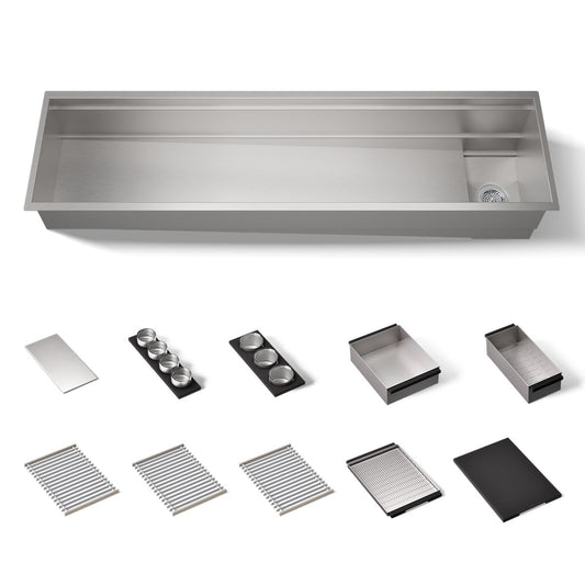 KOHLER 37905-PAP-NA Synthos 69-3/4" undermount single-bowl workstation kitchen sink  -  Stainless Steel