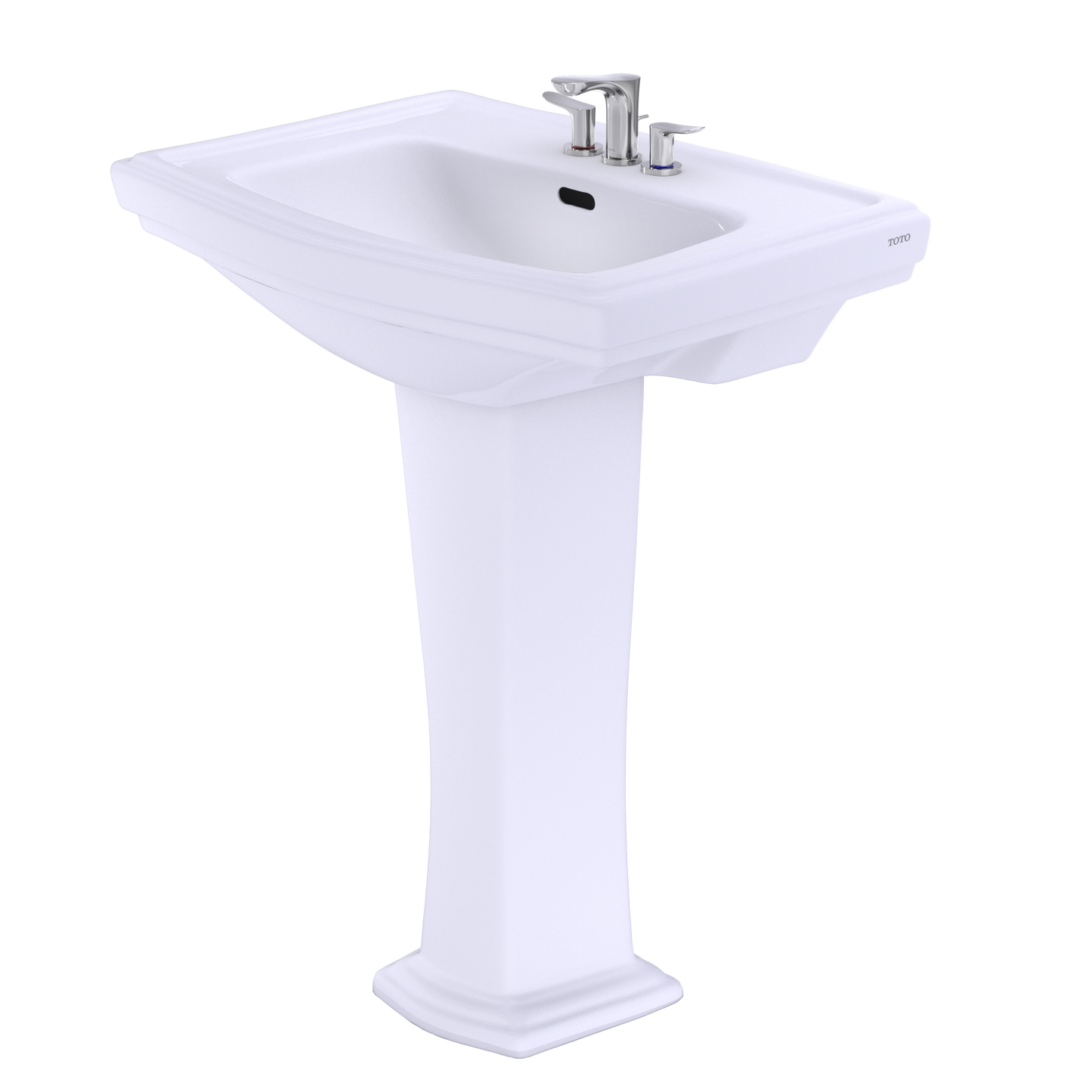 TOTO LPT780.4#01 Clayton Rectangular Pedestal Bathroom Sink for 4 Inch Center Faucets , Cotton White