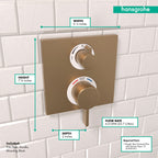 HANSGROHE 15712141 Ecostat Thermostatic Trim with Volume Control - Brushed Bronze