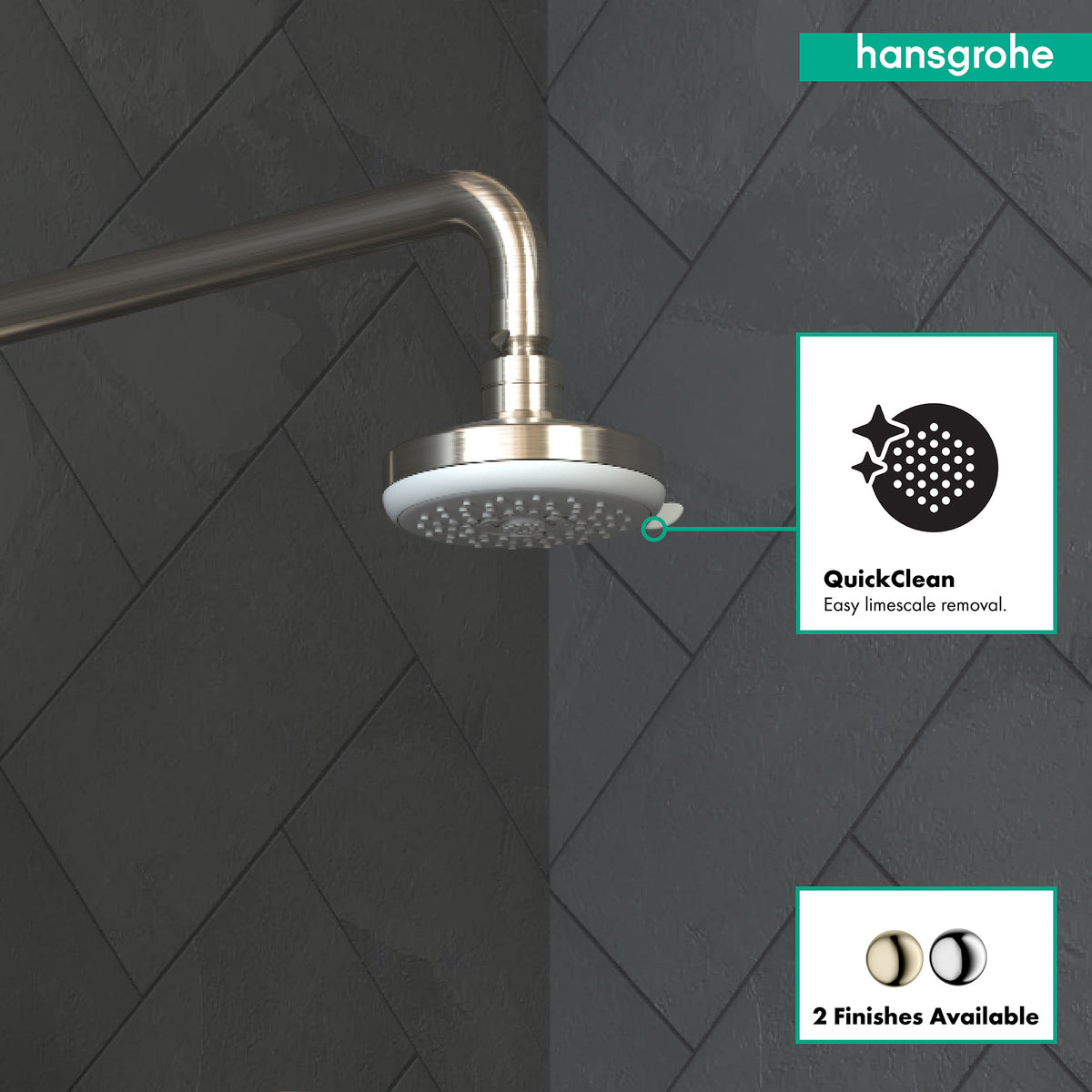 HANSGROHE 04071820 Croma 100 Showerhead E 3-Jet, 2.5 GPM - Brushed Nickel
