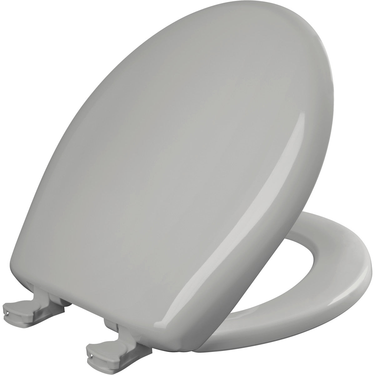 Bemis Round Plastic Toilet Seat in Silver with STA-TITE Seat Fastening System, Easy•Clean and  Whisper•Close Hinge