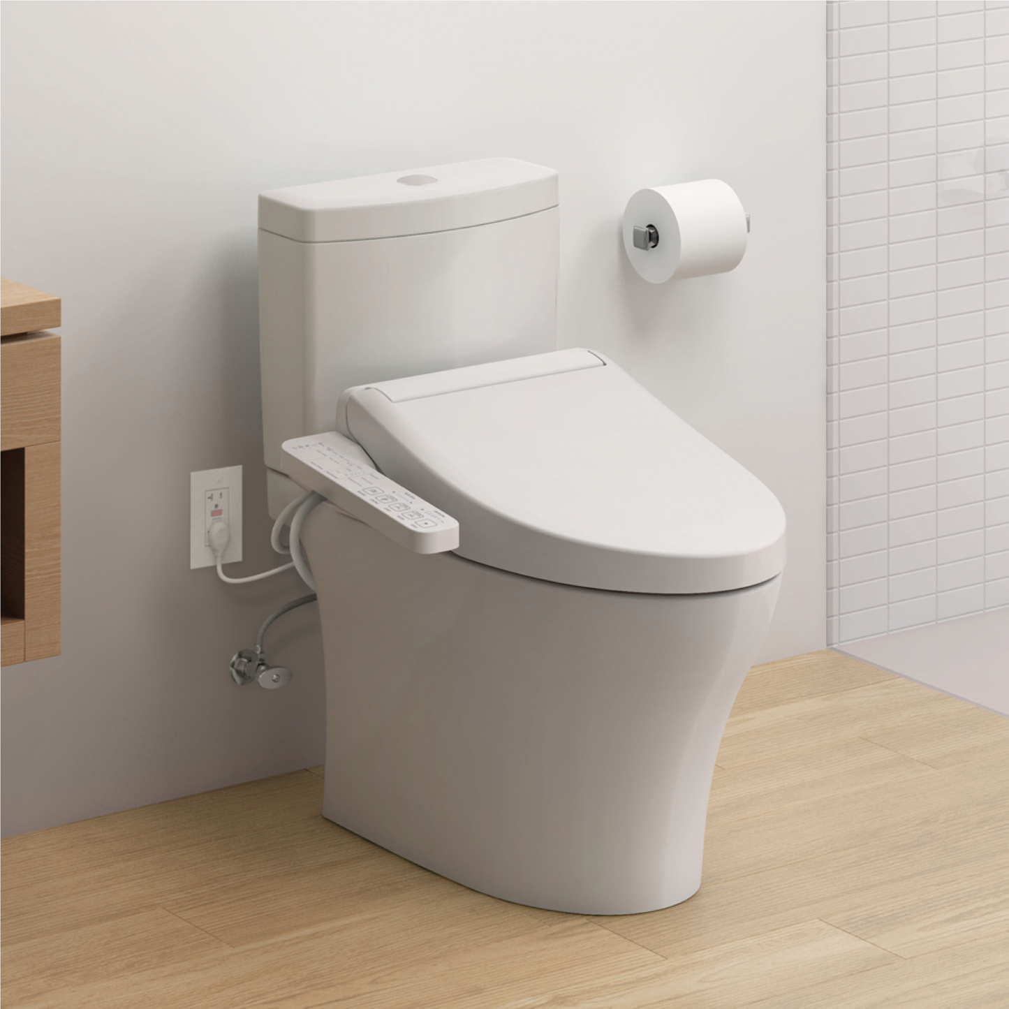 TOTO SW3073#01 WASHLET C2 Electronic Bidet Toilet Seat with PREMIST and EWATER+ Wand Cleaning , Cotton White