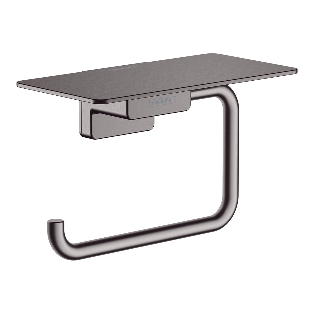 HANSGROHE 41772340 AddStoris Toilet Paper Holder with Shelf - Brushed Black Chrome