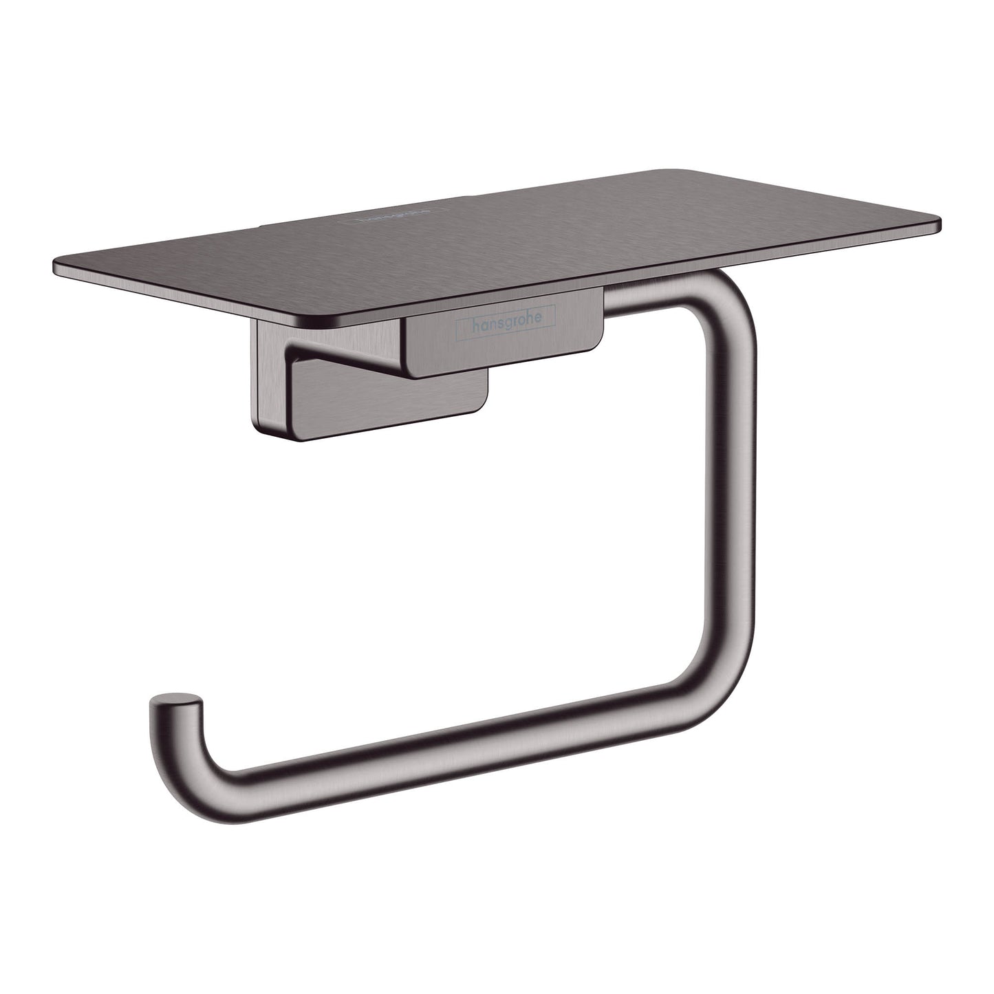 HANSGROHE 41772340 AddStoris Toilet Paper Holder with Shelf - Brushed Black Chrome