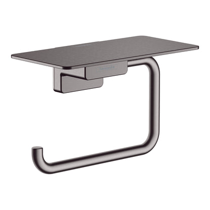 HANSGROHE 41772340 AddStoris Toilet Paper Holder with Shelf - Brushed Black Chrome