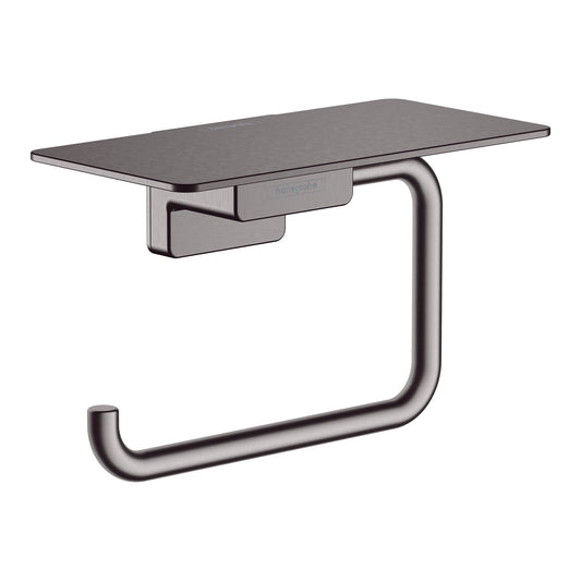 HANSGROHE 41772340 AddStoris Toilet Paper Holder with Shelf - Brushed Black Chrome