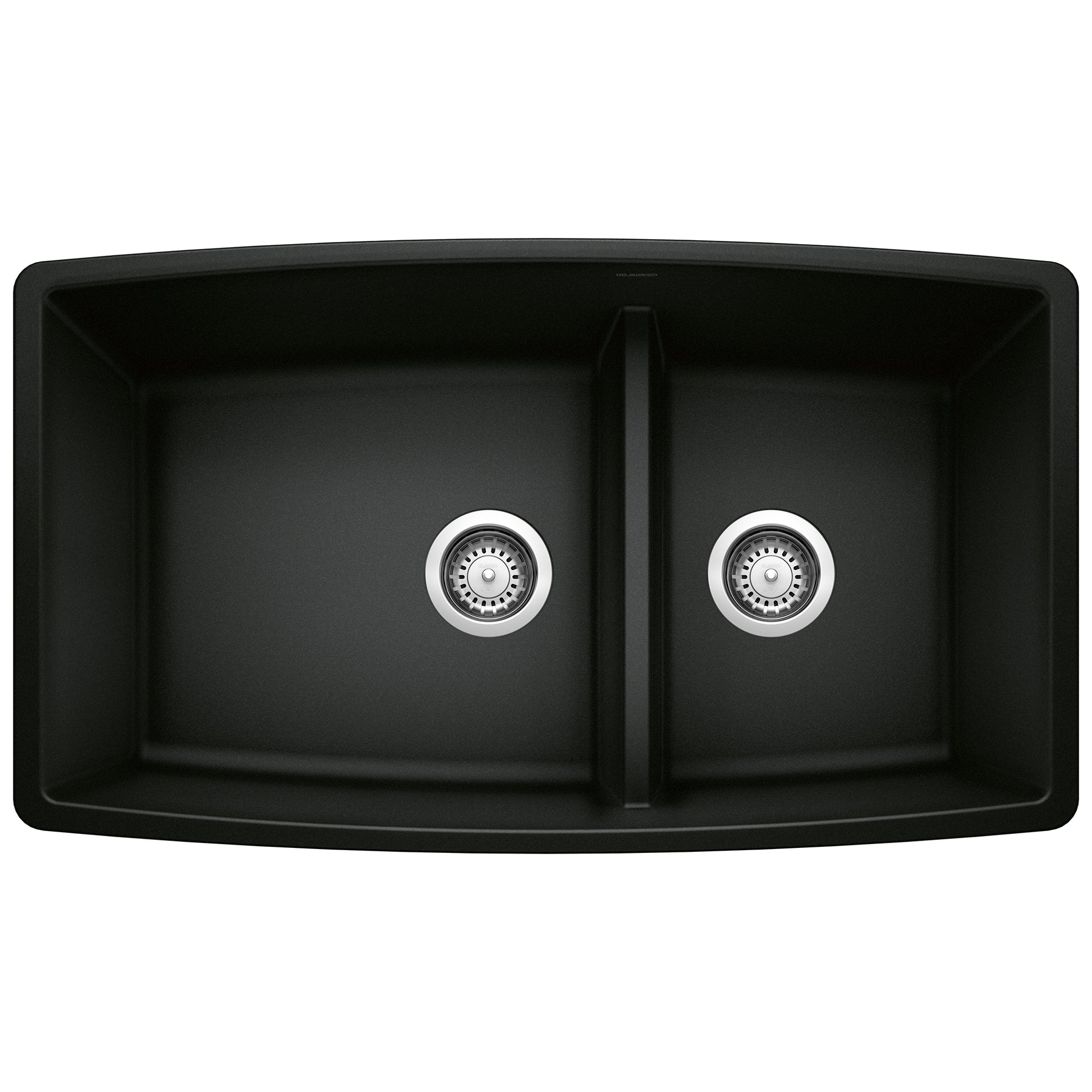 BLANCO 442939 Performa Performa SILGRANIT 33" 60/40 Double Bowl Undermount Kitchen Sink with Low Divide - Coal Black in Coal Black