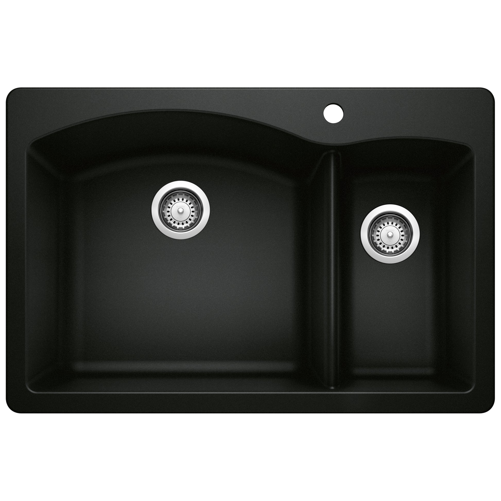 BLANCO 442907 Diamond Diamond SILGRANIT 33" 70/30 Double Bowl Dual Mount Kitchen Sink - Coal Black in Coal Black