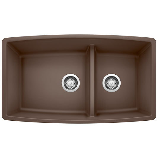 BLANCO 441313 Performa Performa SILGRANIT 33" 60/40 Double Bowl Undermount Kitchen Sink with Low Divide - Cafe in Cafe