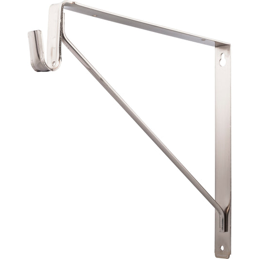 HARDWARE RESOURCES 1530SN Satin Nickel Shelf Bracket with Rod Support for Oval Closet Rods - Satin Nickel