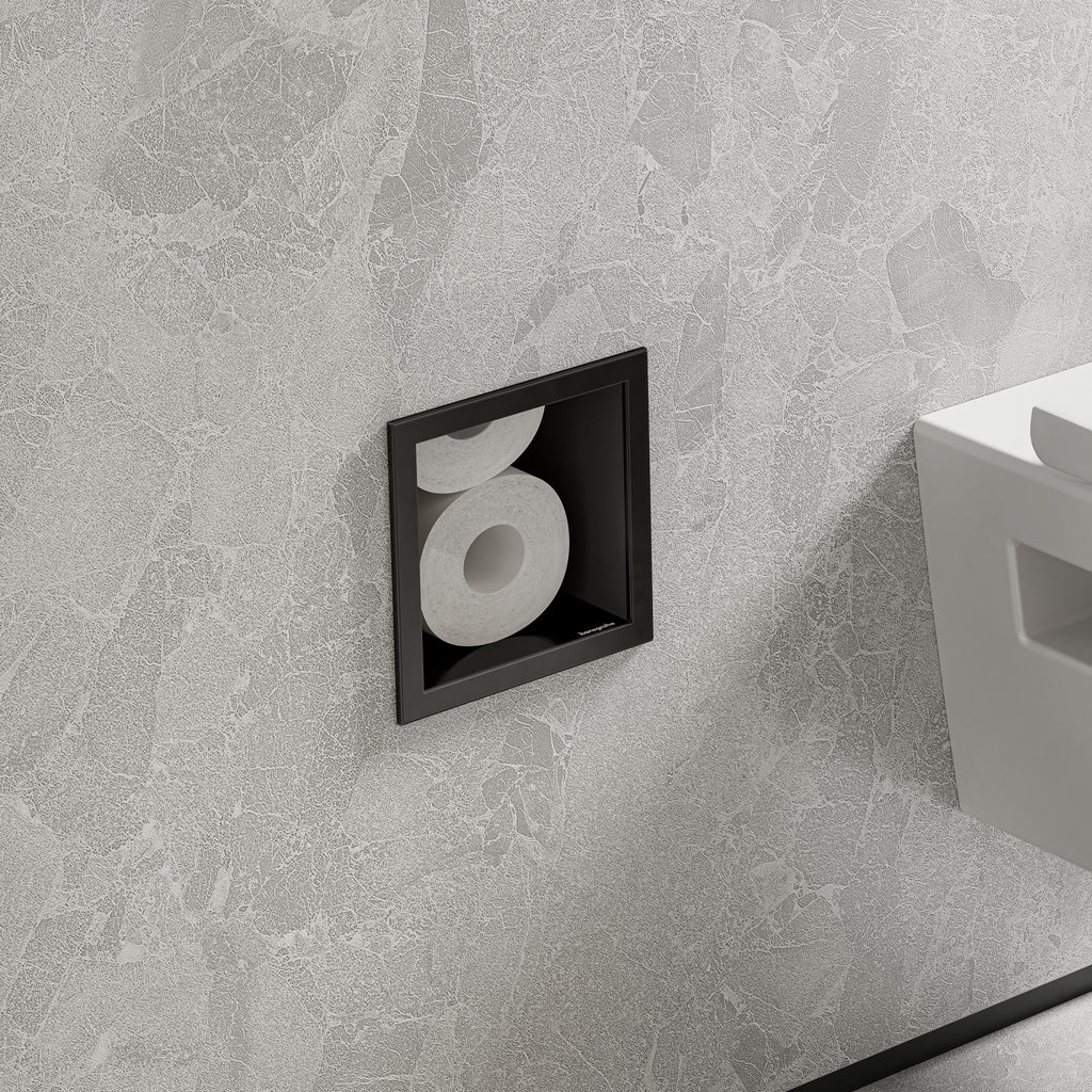 HANSGROHE 56058670 XtraStoris Original Recessed Toilet Paper Holder with Storage & Tileable Door - Matte Black