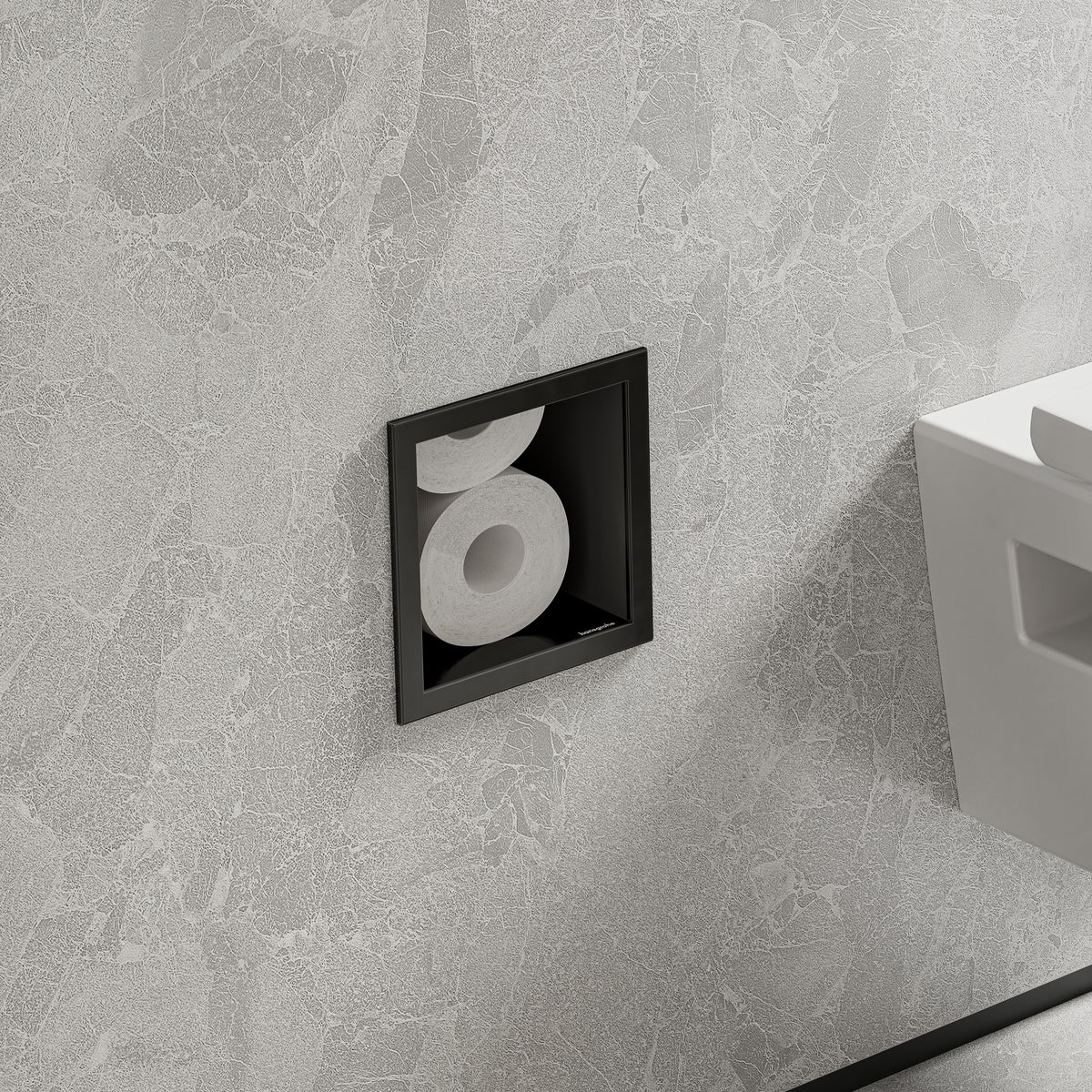 HANSGROHE 56058670 XtraStoris Original Recessed Toilet Paper Holder with Storage & Tileable Door - Matte Black