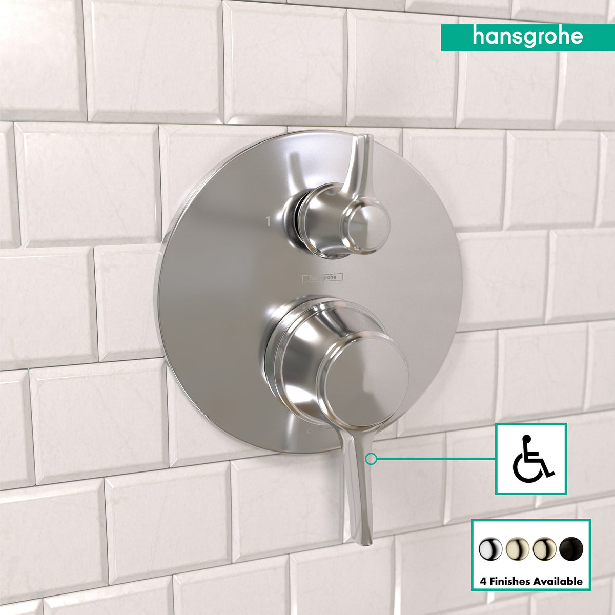 HANSGROHE 04449000 Ecostat Classic Pressure Balance Trim with Diverter, Round - Chrome
