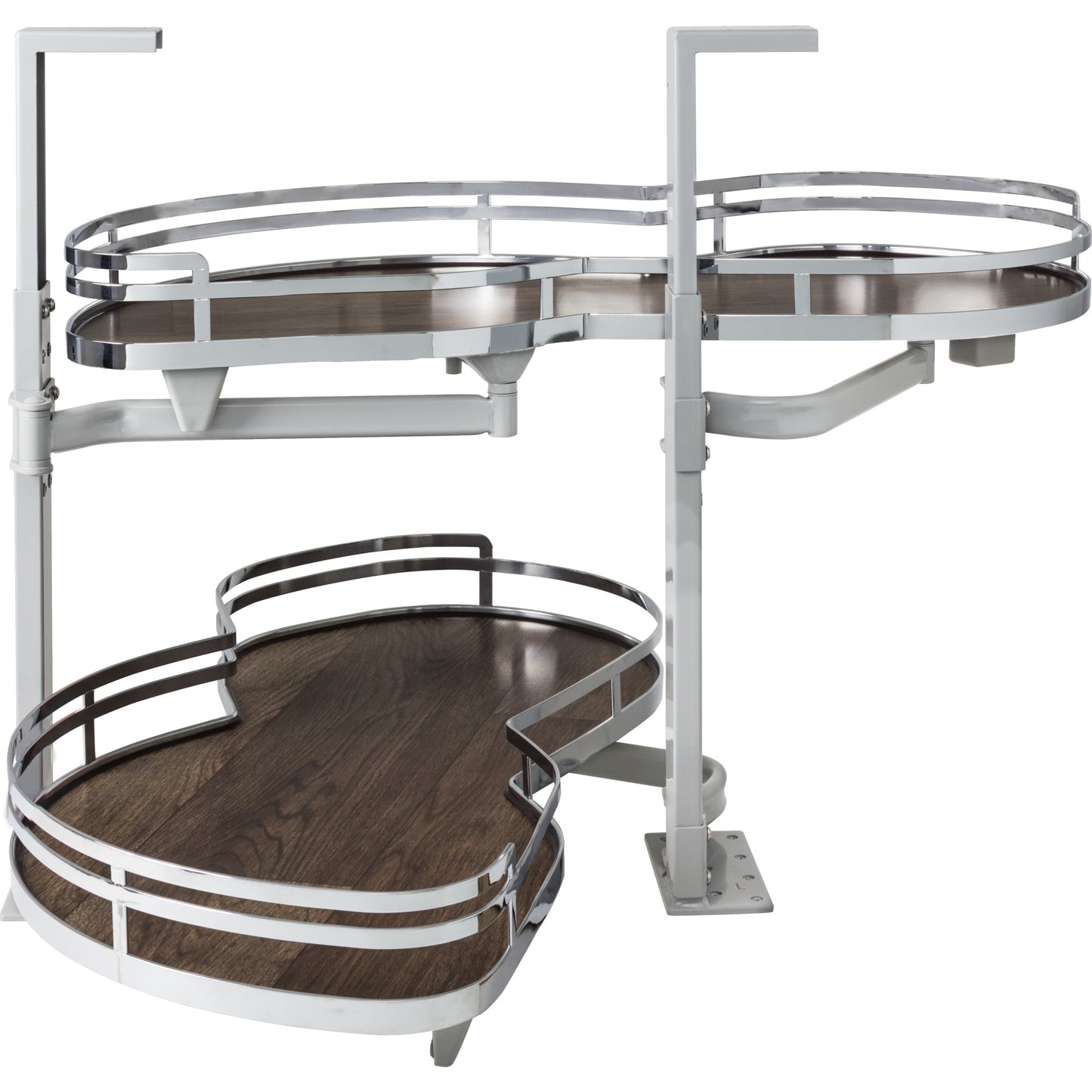 HARDWARE RESOURCES BCSO215PCWD-LH 15" Polished Chrome and Walnut Blind Corner Swingout for Openings on the Left of the Blind - Polished Chrome