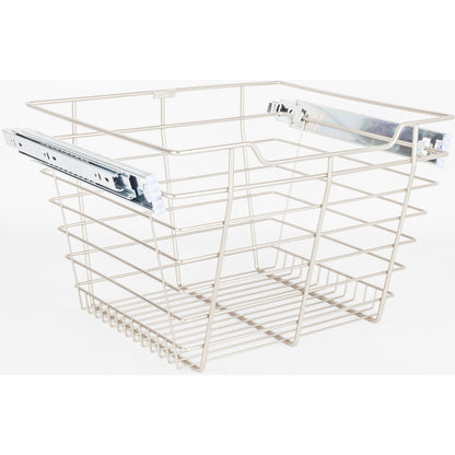 HARDWARE RESOURCES POB1-161711SN Satin Nickel Closet Pullout Basket with Slides 16"D x 17"W x 11"H - Satin Nickel