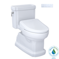 TOTO MW9744734CEFG#01 Washlet+ Eco Guinevere Elongated 1.28 Gpf Universal Height Toilet And S7A Classic Bidet Seat With Auto Open/Close - Cotton White