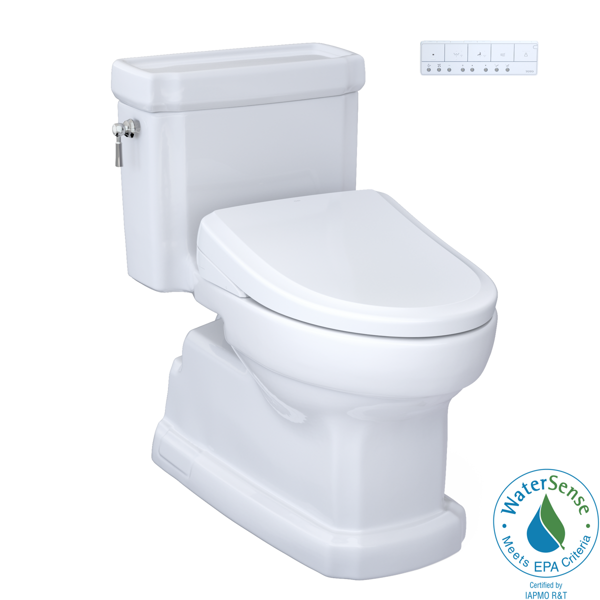 TOTO MW9744734CEFG#01 Washlet+ Eco Guinevere Elongated 1.28 Gpf Universal Height Toilet And S7A Classic Bidet Seat With Auto Open/Close - Cotton White
