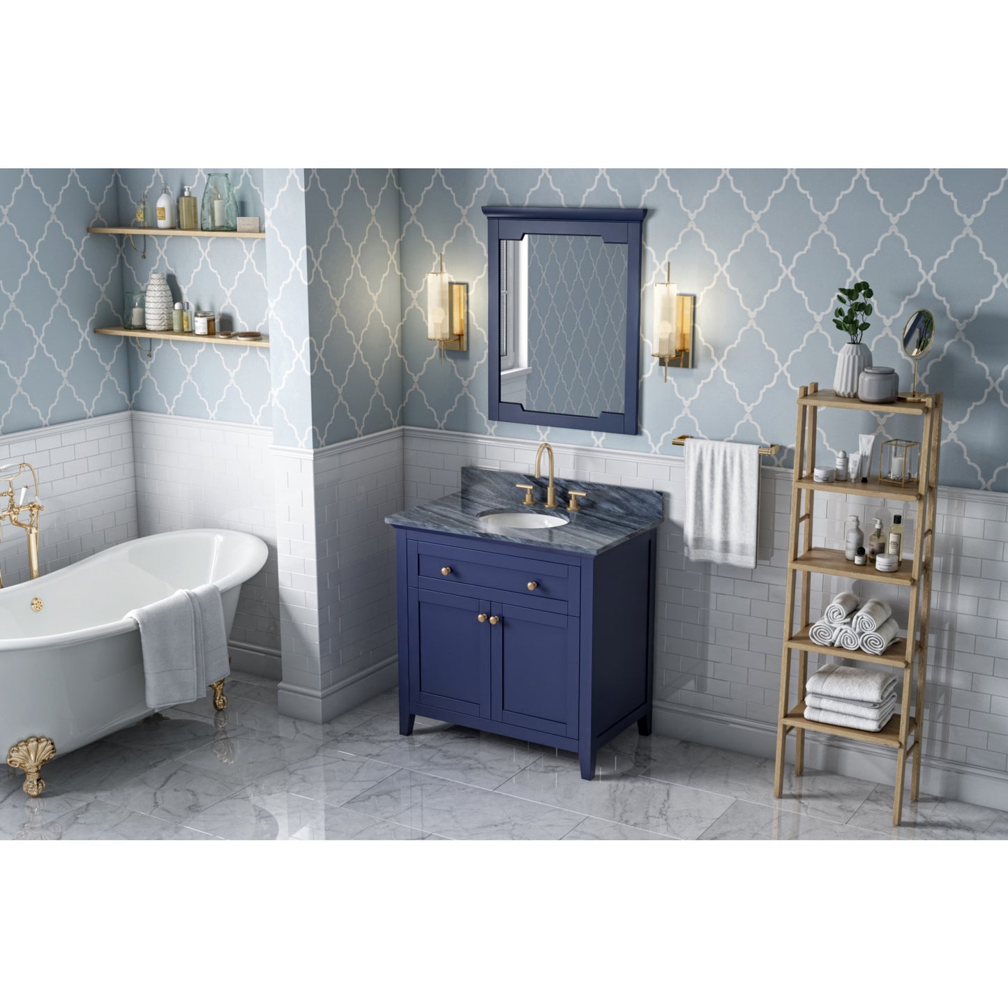 JEFFREY ALEXANDER VN2CHA-36-BL-NT 36" Hale Blue Chatham Vanity - Hale Blue