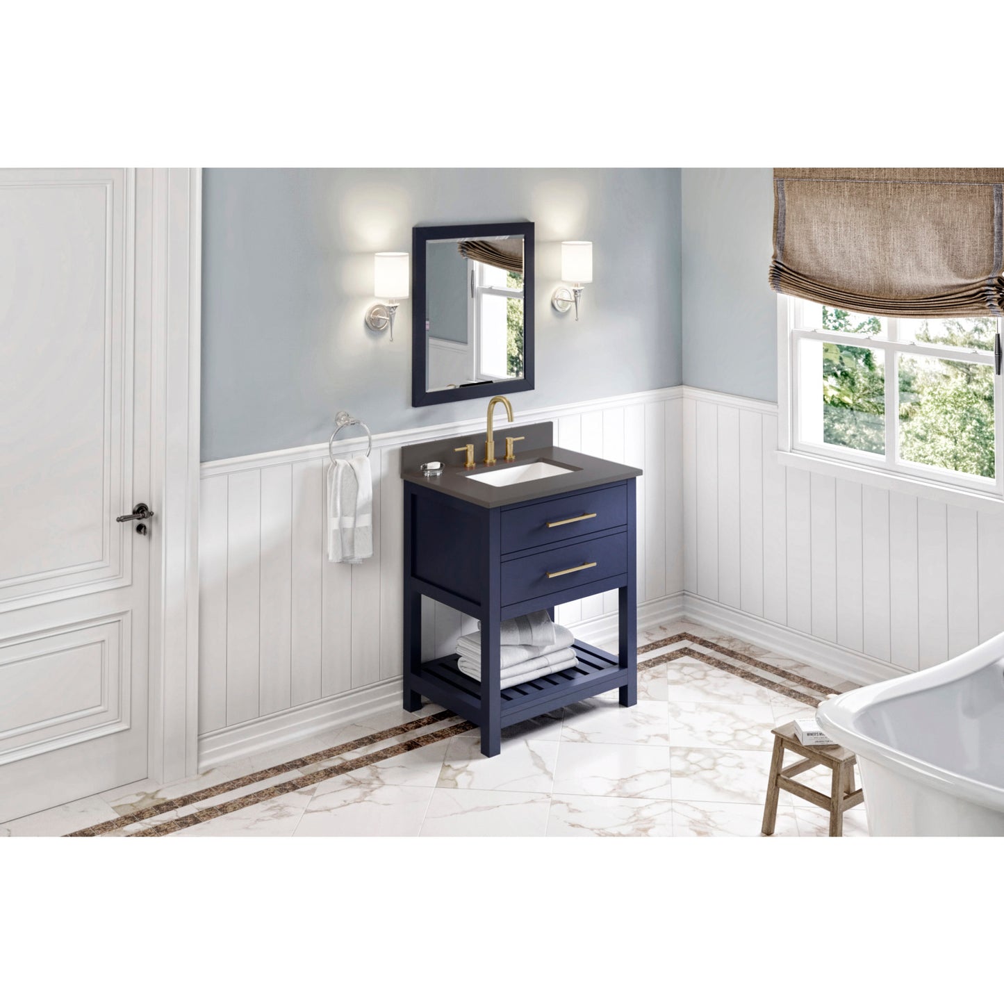 JEFFREY ALEXANDER VN2WAV-30-BL-NT 30" Hale Blue Wavecrest Vanity - Hale Blue