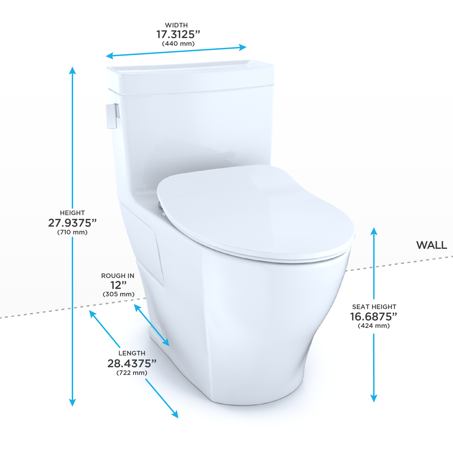 TOTO MS624234CEFG#01 Legato One-Piece Elongated 1.28 GPF Toilet with CEFIONTECT and SoftClose Seat , Cotton White