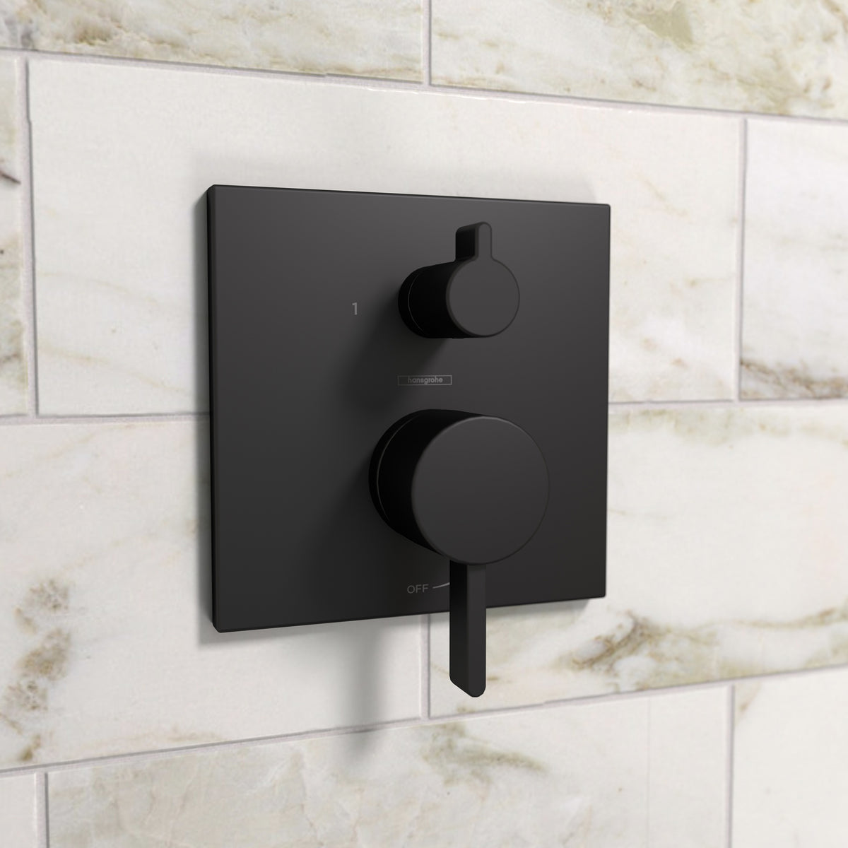 HANSGROHE 15862671 Ecostat Pressure Balance Trim Square with Diverter - Matte Black