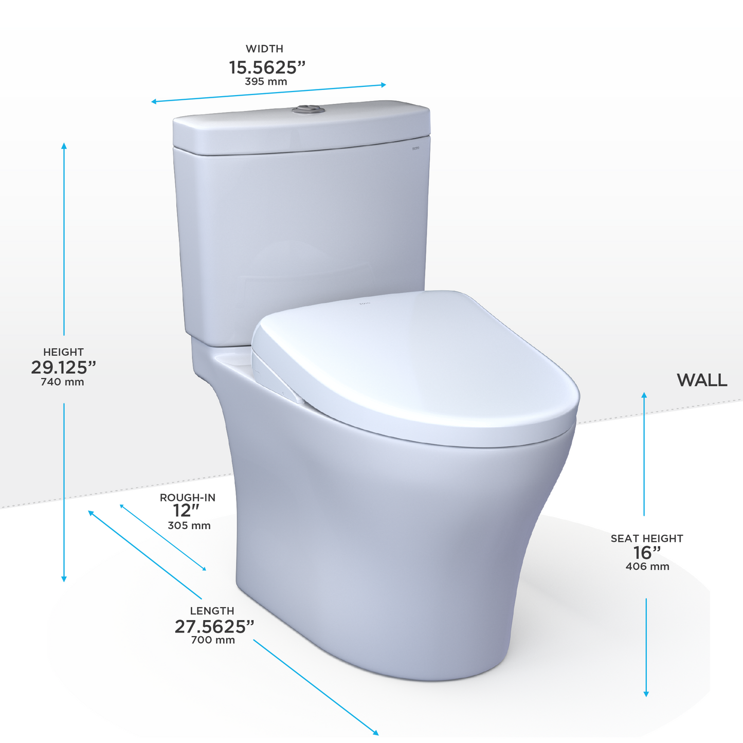 TOTO MW4464736CEMGNA#01 WASHLET+ Aquia IV Two-Piece Elongated Dual Flush 1.28 and 0.9 GPF Toilet and with Auto Flush S7A Contemporary Bidet Seat , Cotton White