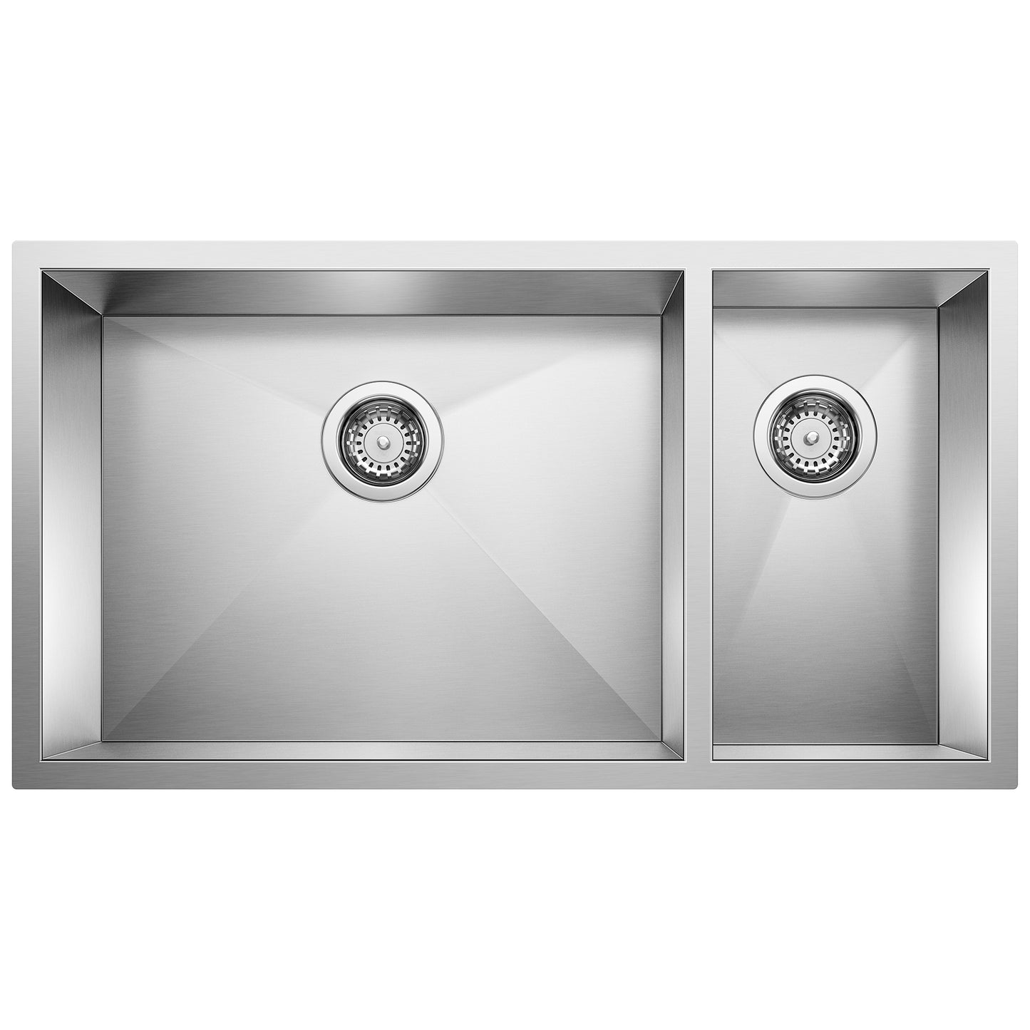 BLANCO 516213 Precision Precision R0 33" 70/30 Double Bowl Undermount Stainless Steel Kitchen Sink in Satin Polish