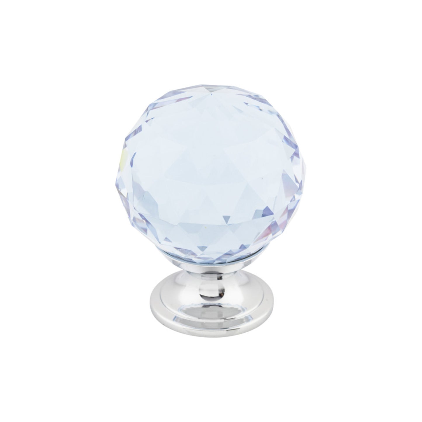 TOP KNOBS TK114PC Light Blue Crystal 1 3/8" Diameter Round Knob - Polished Chrome