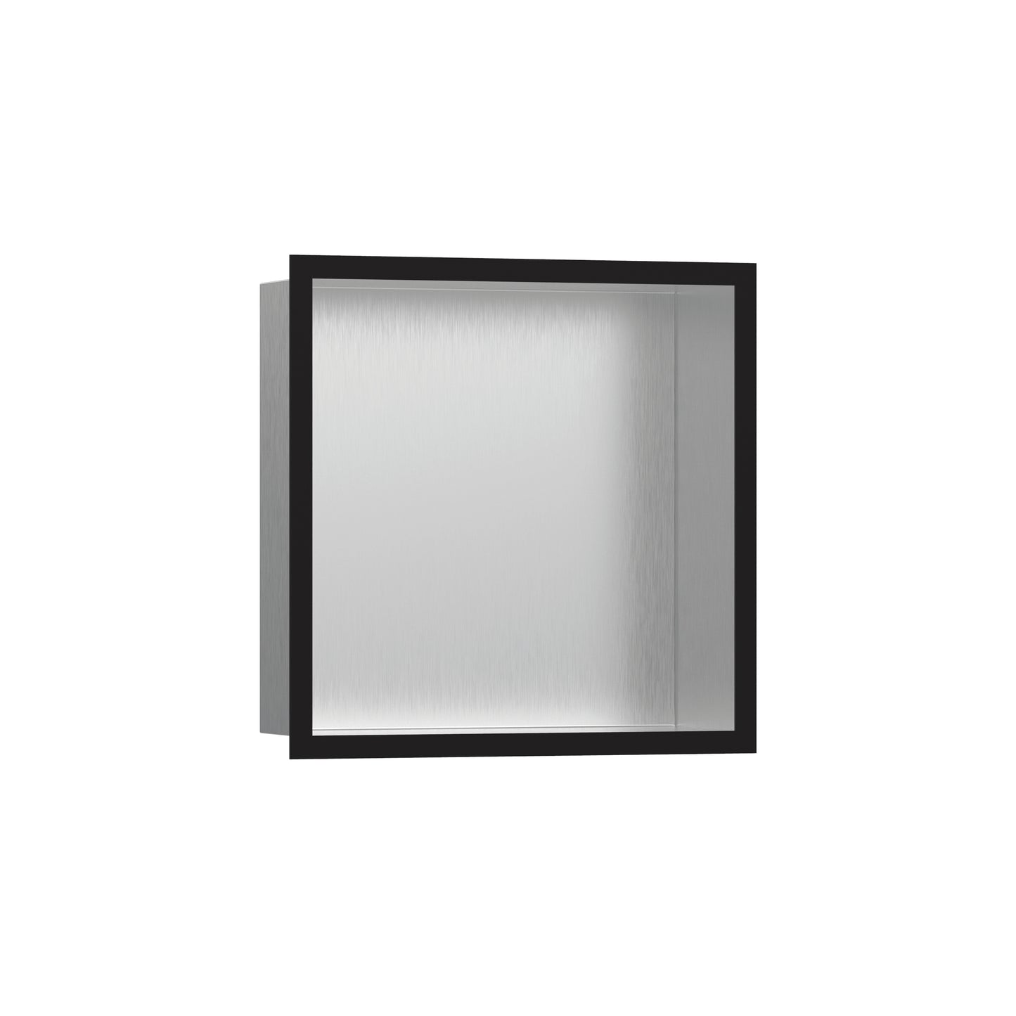 HANSGROHE 56097670 XtraStoris Individual Wall Niche Brushed Stainless Steel with Design Frame 12"x 12"x 4"  in Matte Black