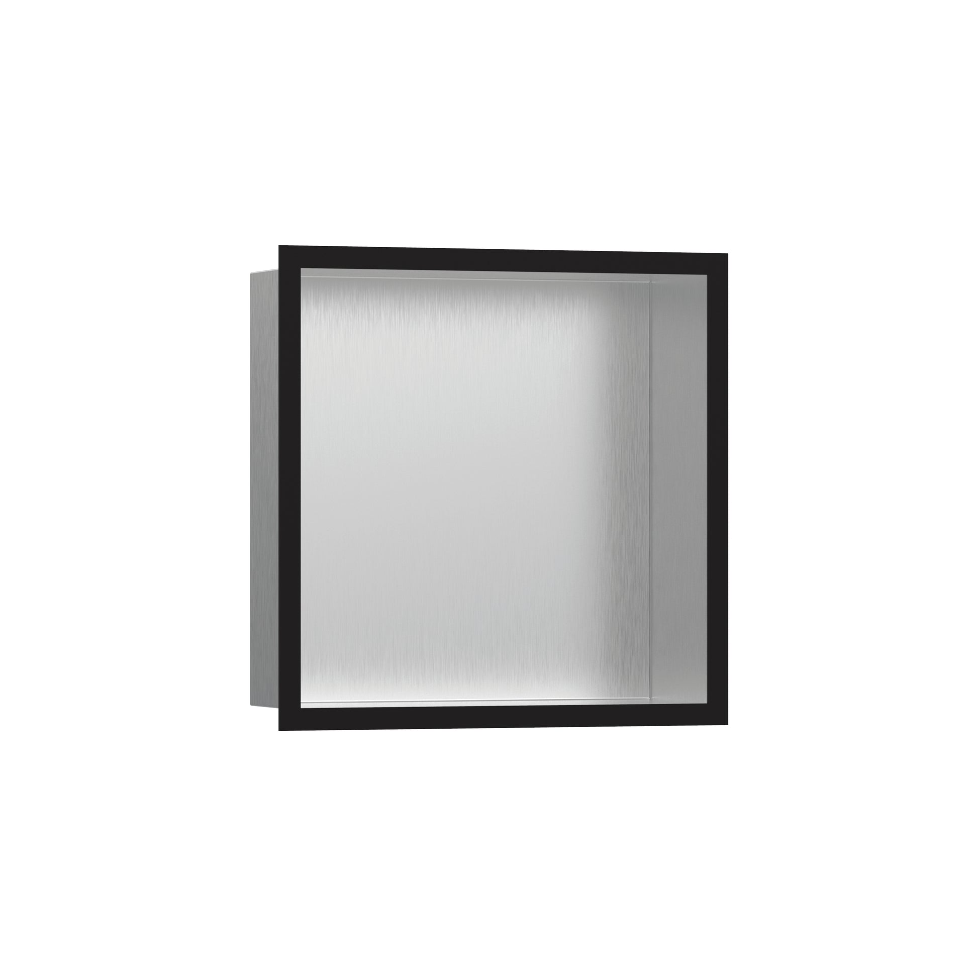 HANSGROHE 56097670 XtraStoris Individual Wall Niche Brushed Stainless Steel with Design Frame 12"x 12"x 4"  in Matte Black