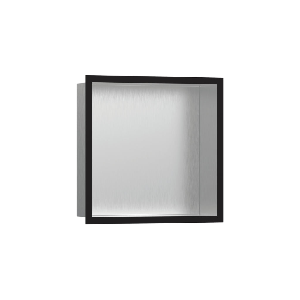 HANSGROHE 56097670 XtraStoris Individual Wall Niche Brushed Stainless Steel with Design Frame 12"x 12"x 4" - Matte Black