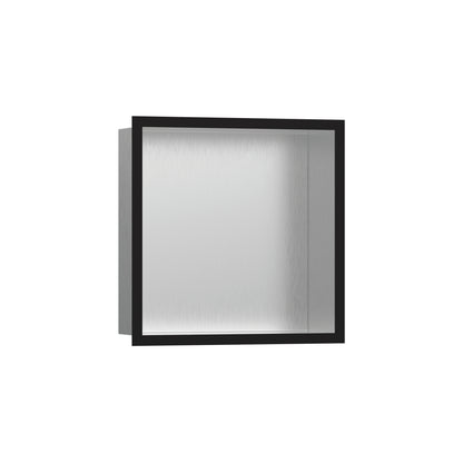 HANSGROHE 56097670 XtraStoris Individual Wall Niche Brushed Stainless Steel with Design Frame 12"x 12"x 4" - Matte Black